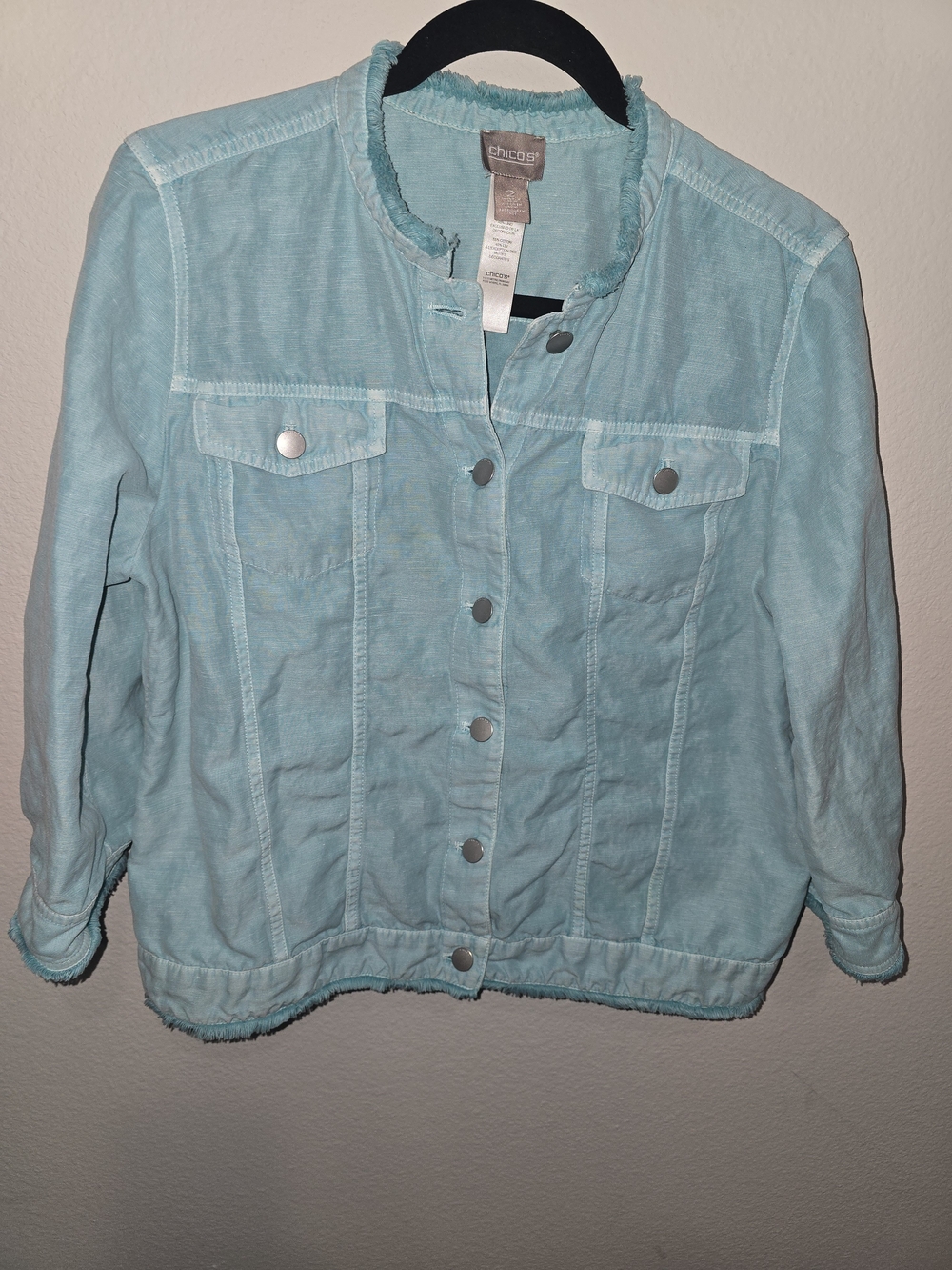 Chico's Women's Light Teal Button-Front Jacket